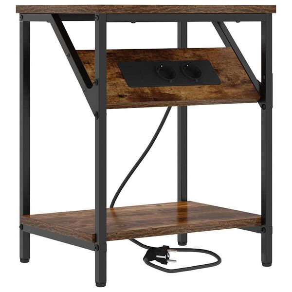 vidaXL Nočn&iacute; skř&iacute;ňka Kouřov&yacute; dub 38 x 30 x 48 cm kompozitn&iacute; dřevo