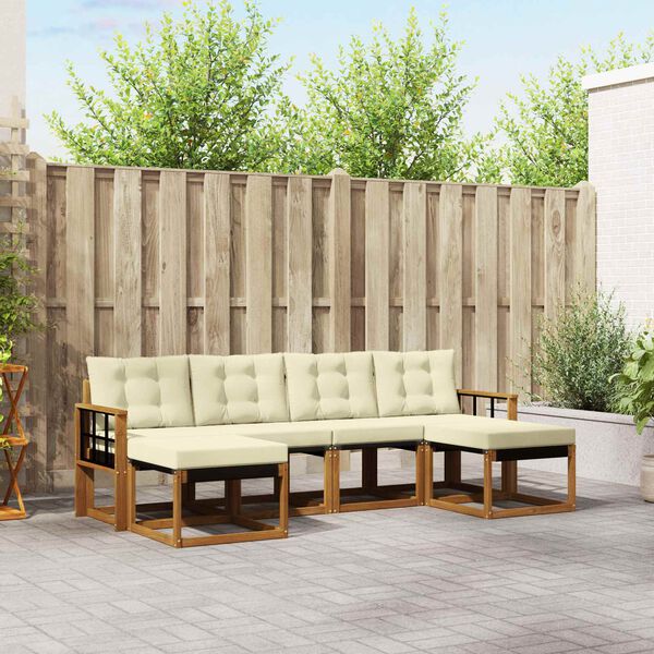 vidaXL Venkovn&iacute; pohovkov&aacute; souprava 6 pcs Přirozen&aacute; a Kr&eacute;mov&aacute;