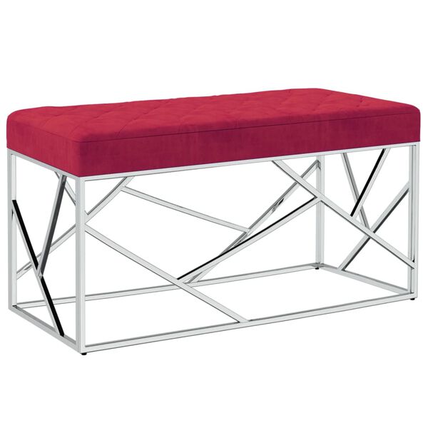 vidaXL Lavice 97 cm v&iacute;nov&aacute; sametov&aacute; tkanina a nerezov&aacute; ocel