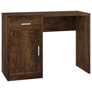 vidaXL Psac&iacute; stůl z&aacute;suvka a skř&iacute;ňka kouřov&yacute; dub 100x40x73 cm kompozit