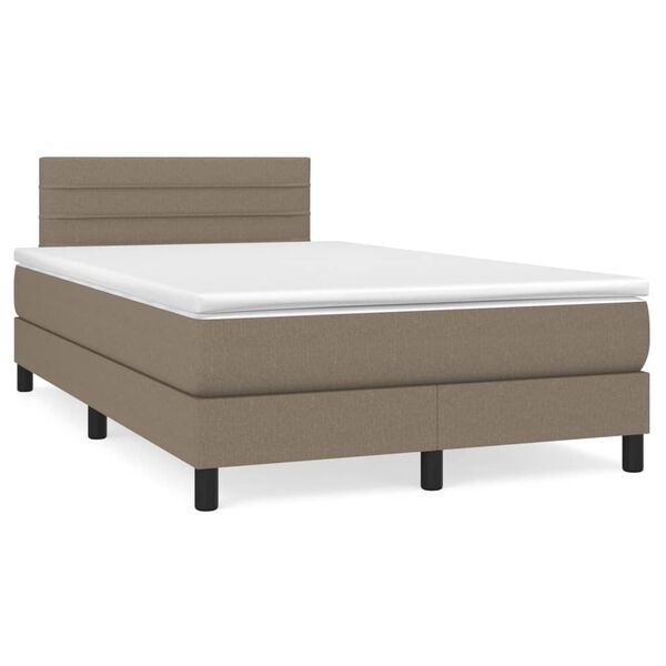vidaXL Box spring postel s matrac&iacute; a LED taupe 120x190 cm textil