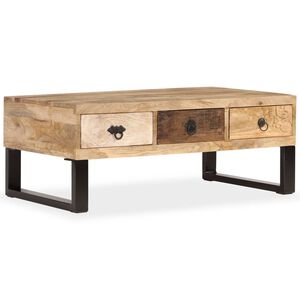 vidaXL Konferenčn&iacute; stolek 3 z&aacute;suvky masivn&iacute; mangovn&iacute;k 90 x 50 x 35 cm