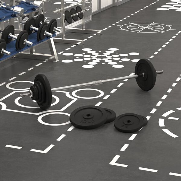 vidaXL Obouručn&iacute; činka se z&aacute;važ&iacute;m 60 kg litina