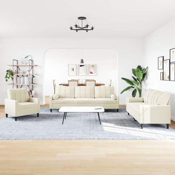 vidaXL 3d&iacute;ln&aacute; sedac&iacute; souprava s podu&scaron;kami a podhlavn&iacute;ky kr&eacute;mov&aacute; samet