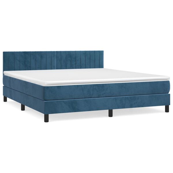 vidaXL Box spring postel s matrac&iacute; tmavě modr&aacute; 160x200 cm samet