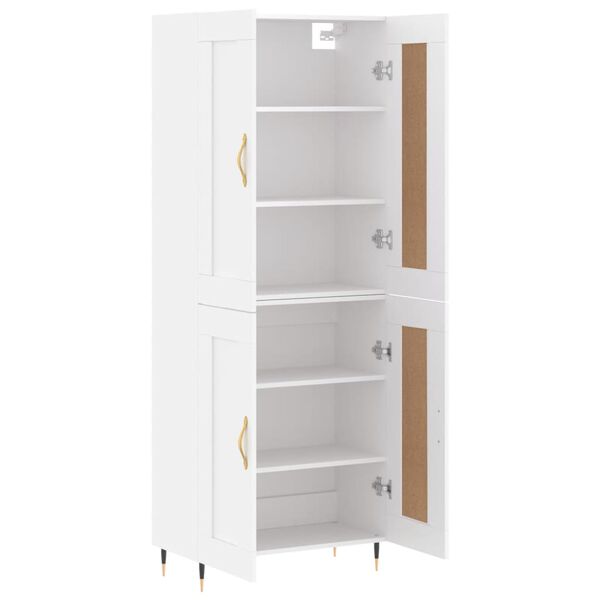 vidaXL Skř&iacute;ň highboard b&iacute;l&aacute; 69,5 x 34 x 180 cm kompozitn&iacute; dřevo