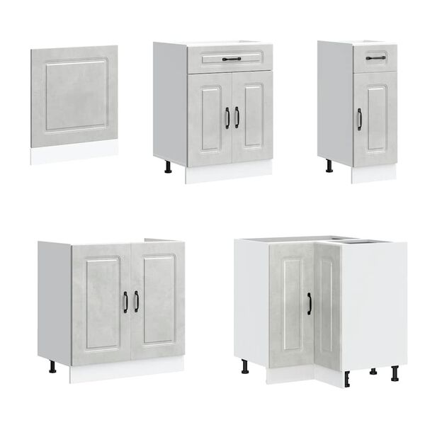 vidaXL 11d&iacute;ln&aacute; sada kuchyňsk&yacute;ch skř&iacute;něk Kalmar betonově &scaron;ed&aacute; kompozit