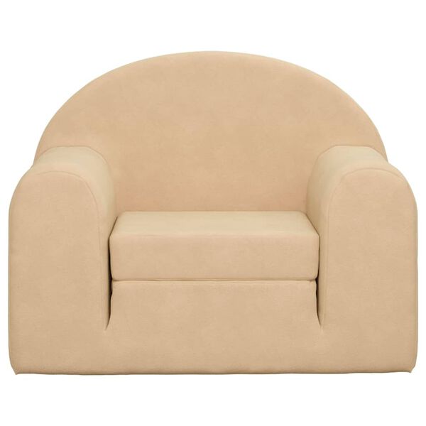 vidaXL Dětsk&aacute; rozkl&aacute;dac&iacute; pohovka kr&eacute;mov&aacute; měkk&yacute; ply&scaron;