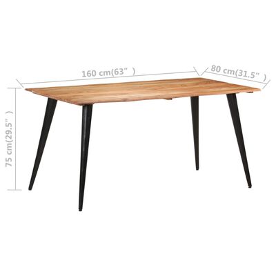 vidaXL Jídelní stůl s živou hranou 160 x 80 x 75 cm masivní akácie