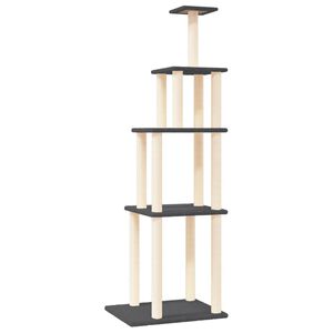 vidaXL &Scaron;krabadlo pro kočky se sisalov&yacute;mi sloupky tmavě &scaron;ed&eacute; 183 cm