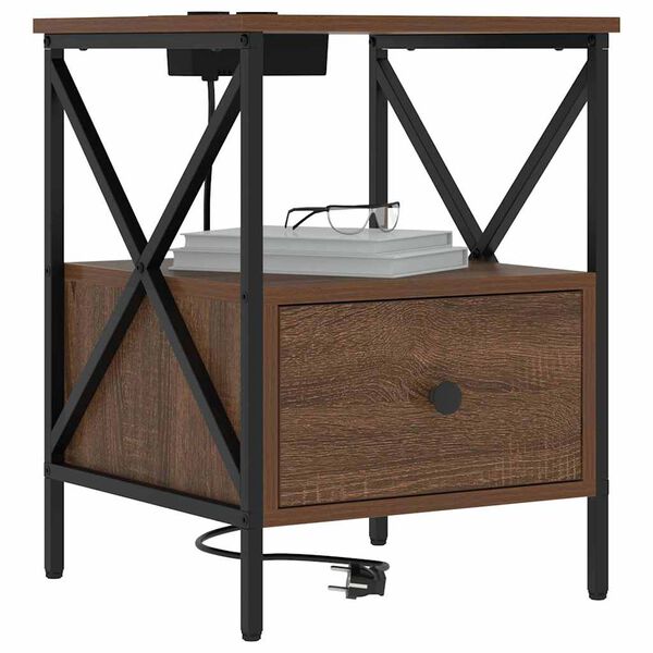 vidaXL Nočn&iacute; skř&iacute;ňka Hněd&yacute; dub 41,5 x 40,5 x 55 cm kompozitn&iacute; dřevo