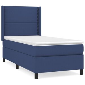 vidaXL Box spring postel s matrac&iacute; modr&aacute; 90x190 cm textil