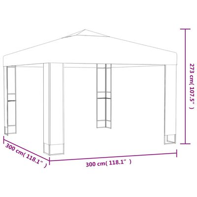 vidaXL Altán s dvojitou střechou 3 x 3 x 2,7 m taupe 180 g/m²