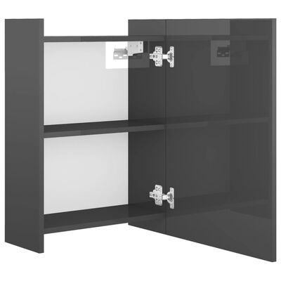 vidaXL Zrcadlová skříňka šedá vysoký lesk 62,5x20,5x64 cm dřevotříska