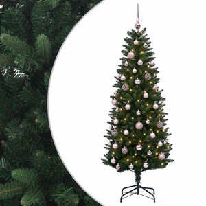 vidaXL Uměl&yacute; v&aacute;nočn&iacute; stromek s baňkami 120 cm 150 LED Tepl&aacute; b&iacute;l&aacute;