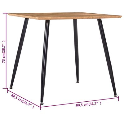 vidaXL Jídelní stůl dubový a černý 80,5 x 80,5 x 73 cm MDF