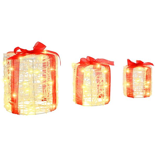 vidaXL Dekorace D&aacute;rkov&eacute; Krabičky 3 pcs Tepl&aacute; b&iacute;l&aacute; 20 x 20 x 21 cm