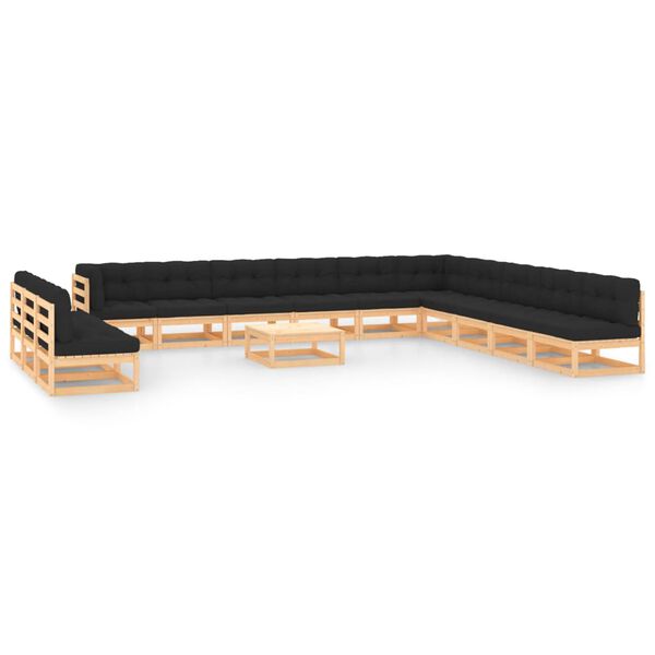 vidaXL 14d&iacute;ln&aacute; zahradn&iacute; sedac&iacute; souprava a antracitov&eacute; podu&scaron;ky borovice