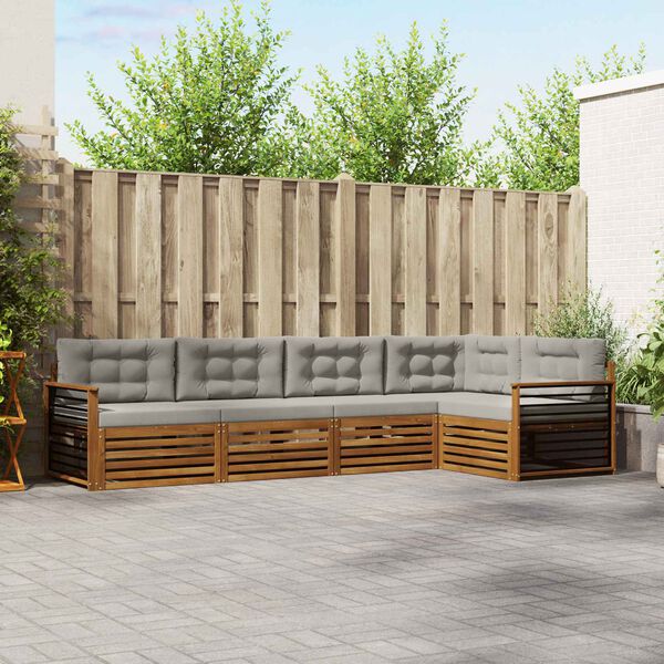 vidaXL Venkovn&iacute; pohovkov&aacute; souprava 5 pcs Př&iacute;rodn&iacute; a světle &scaron;ed&aacute;