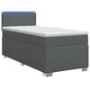 vidaXL Box spring postel s matrac&iacute; a LED Tmavě &scaron;ed&aacute; 90 x 190 cm Textil