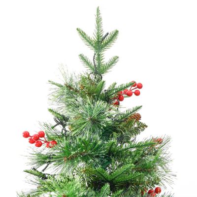 vidaXL Vánoční stromek s LED a borovými šiškami zelený 195 cm PVC a PE