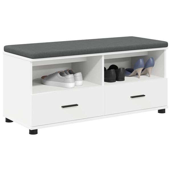 vidaXL Chodbičkov&aacute; lavice s pol&scaron;t&aacute;řem B&iacute;l&aacute; 100 x 38 x 46 cm