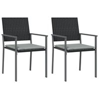 vidaXL Zahradní židle s poduškami 2 ks černé 54x62,5x89 cm polyratan