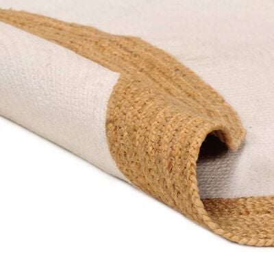 vidaXL Kusový koberec pletený bílý a přírodní 90 cm juta a bavlna