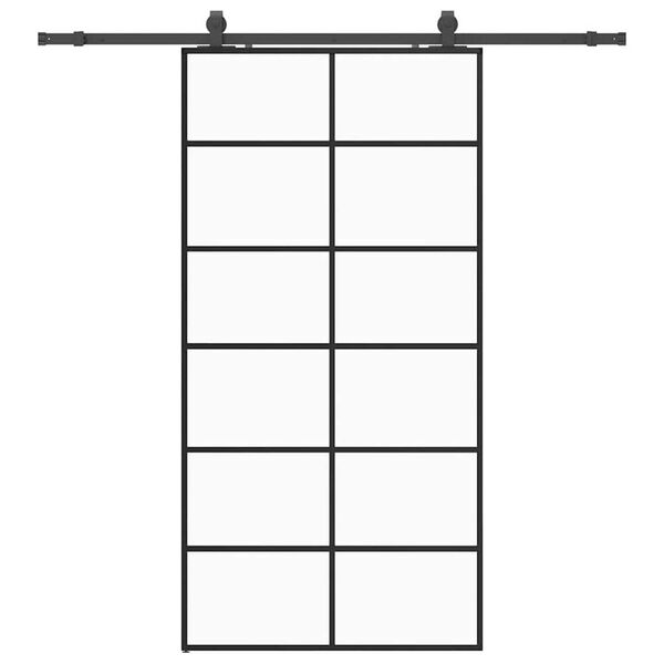 vidaXL Posuvn&eacute; dveře se sadou kov&aacute;n&iacute; čern&eacute; 102x205 cm ESG Glass