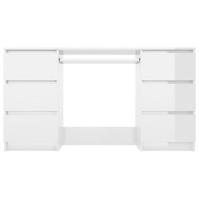 vidaXL Psací stůl bílý s vysokým leskem 140 x 50 x 77 cm dřevotříska