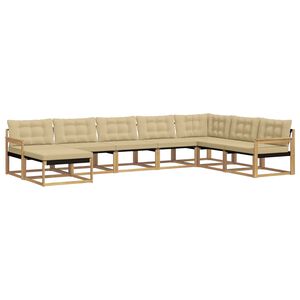 vidaXL Venkovn&iacute; pohovkov&aacute; souprava s pol&scaron;t&aacute;řem 8 pcs B&iacute;l&aacute; a b&eacute;žov&aacute;