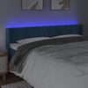 vidaXL Čelo postele s LED tmavě modr&eacute; 163 x 16 x 78/88 cm samet