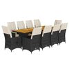 vidaXL 11d&iacute;ln&yacute; zahradn&iacute; bistro set s podu&scaron;kami čern&yacute; polyratan