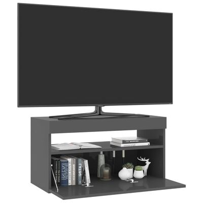 vidaXL TV skříňka s LED osvětlením šedá vysoký lesk 75 x 35 x 40 cm