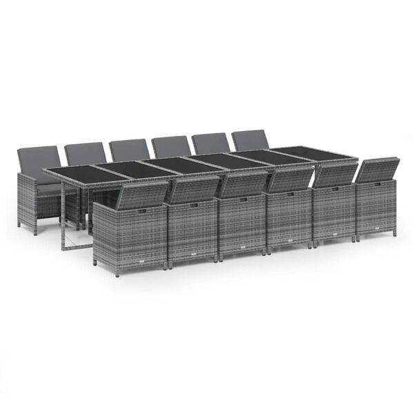 vidaXL 13d&iacute;ln&yacute; zahradn&iacute; j&iacute;deln&iacute; set s podu&scaron;kami polyratan &scaron;ed&yacute;