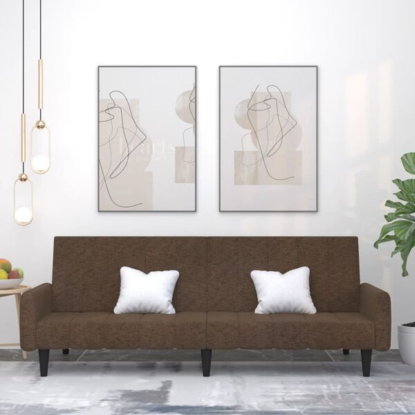 vidaXL 2m&iacute;stn&aacute; rozkl&aacute;dac&iacute; pohovka hněd&aacute; tkanina z mikrovl&aacute;kna