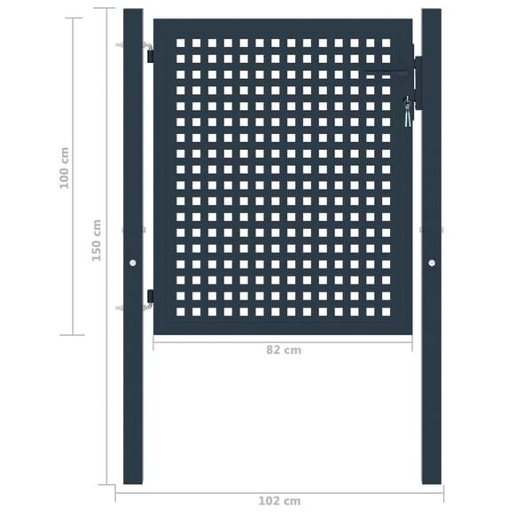 vidaXL Plotov&aacute; branka antracitov&aacute; 102 x 100 cm ocelov&aacute;