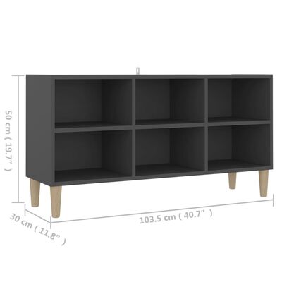 vidaXL TV stolek masivní dřevěné nohy šedý 103,5 x 30 x 50 cm