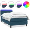vidaXL Box spring postel s matrac&iacute; a LED tmavě modr&aacute; 100x220 cm samet