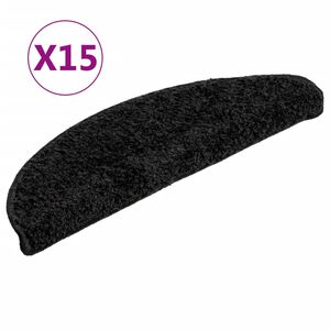 vidaXL Schodov&eacute; rohože 15 ks 56 x 17 x 3 cm čern&eacute;, půlkulat&eacute;