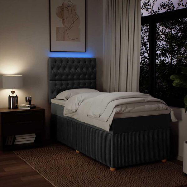 vidaXL Box spring postel s matrac&iacute; tmavě &scaron;ed&aacute; 90x200 cm textil