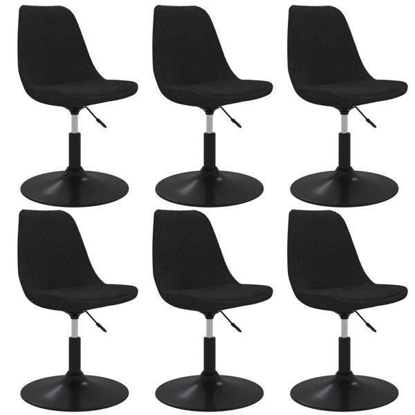 vidaXL Otočn&eacute; j&iacute;deln&iacute; židle 6 ks čern&eacute; samet