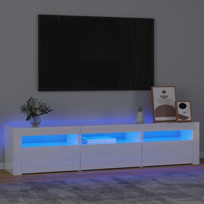 vidaXL TV skříňka s LED osvětlením bílá vysoký lesk 180x35x40 cm