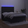 vidaXL Box spring postel s matrac&iacute; a LED čern&aacute; 140x200 cm samet