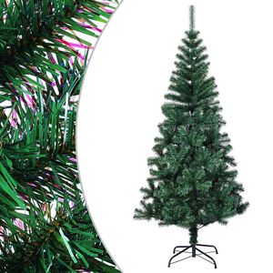 vidaXL Uměl&yacute; v&aacute;nočn&iacute; stromek s duhov&yacute;m jehlič&iacute;m zelen&yacute; 210 cm PVC