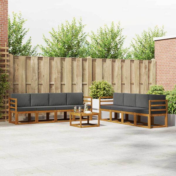 vidaXL Venkovn&iacute; pohovkov&aacute; souprava 9 pcs Přirozen&aacute; a Anthracitov&aacute;