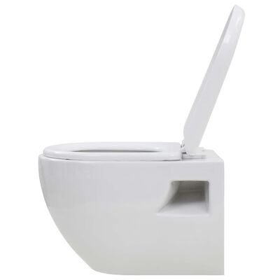 vidaXL Závěsná toaleta s podomítkovou nádržkou bílá keramická