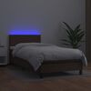 vidaXL Box spring postel s matrac&iacute; a LED hněd&aacute; 90x200 cm uměl&aacute; kůže