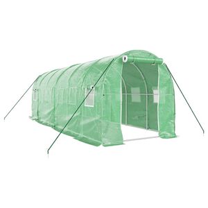 vidaXL Sklen&iacute;k s ocelov&yacute;m r&aacute;mem zelen&yacute; 12 m&sup2; 6 x 2 x 2 m