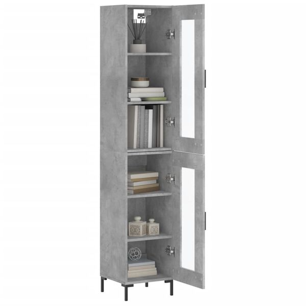 vidaXL Skř&iacute;ň highboard betonově &scaron;ed&aacute; 34,5x34x180 cm kompozitn&iacute; dřevo